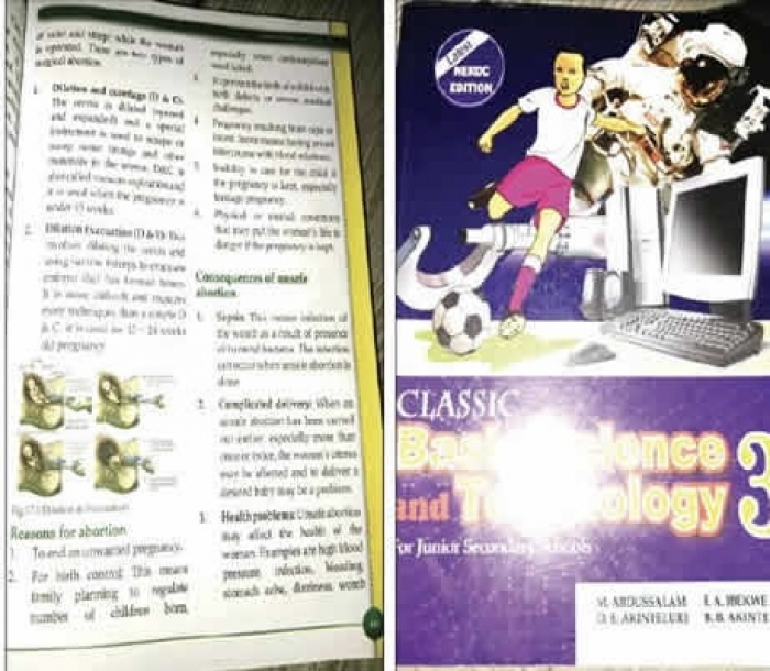 Nigerians react as JSS book teaches pupils how to abort pregnancy