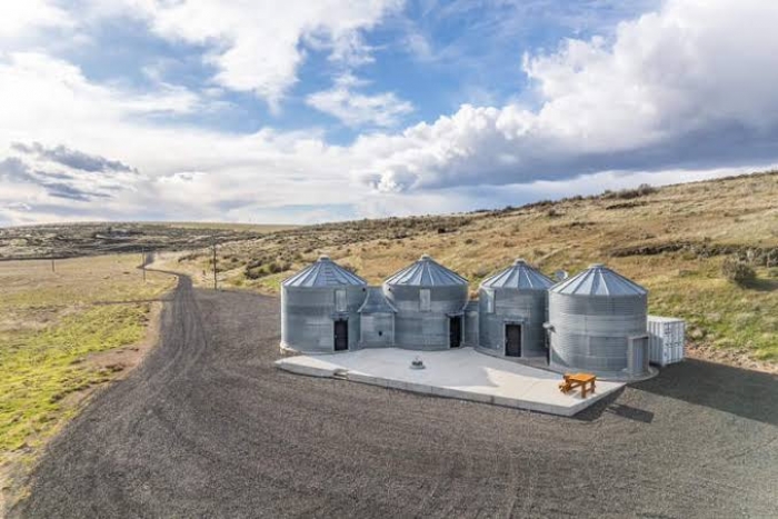 Grain silos converted to luxury steel home in the middle of nowhere