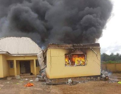 Ballot boxes, other election materials destroyed as hoodlums set fire to Enugu INEC office